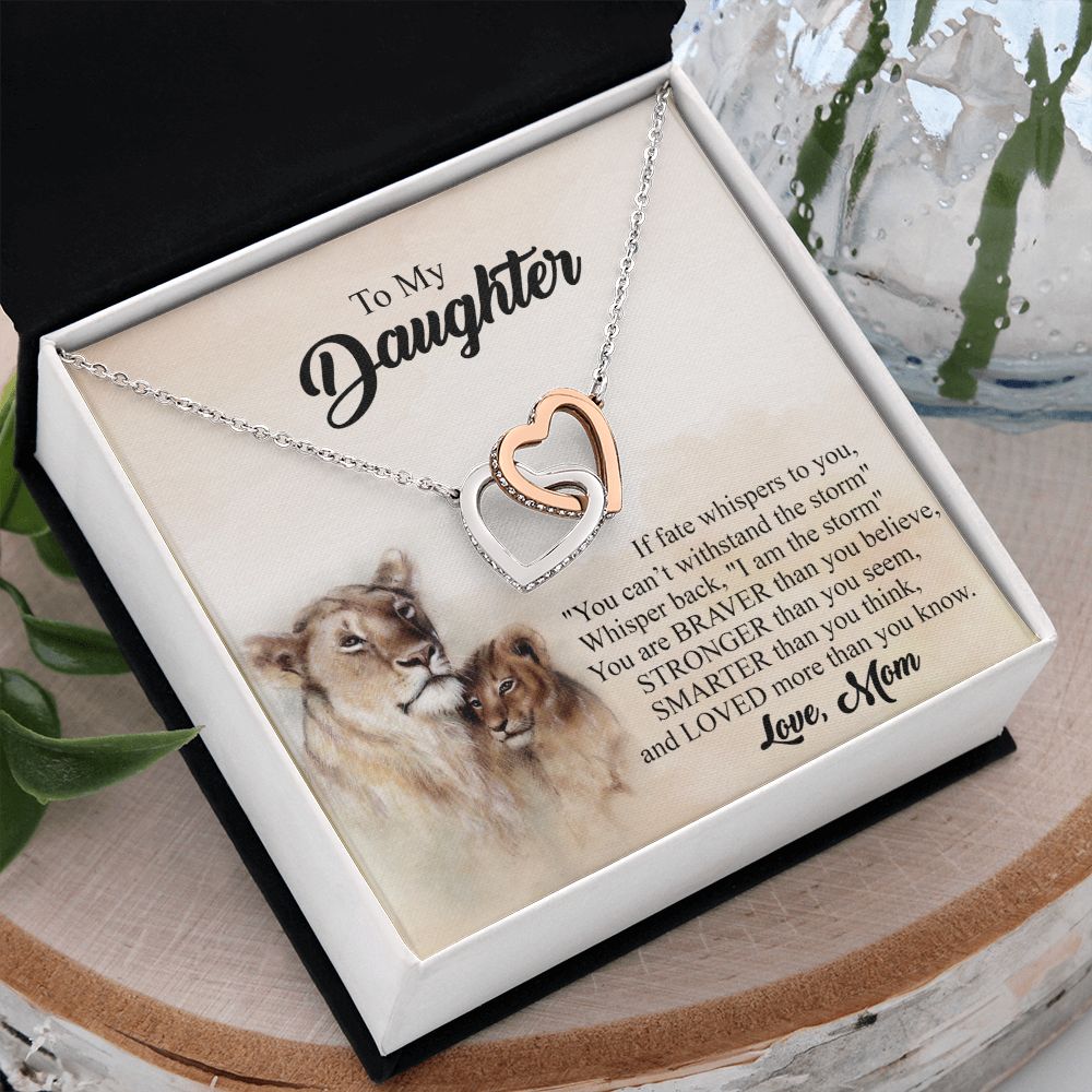 Mother Daughter Gift Ideas, To My Daughter Gift Necklace from Mom, Jewelry Pendant Present for Daughter, Birthday Christmas Gift Graduation Gifts for Daughters, Mother and Daughter Necklace 24 Interlocking Hearts Necklace