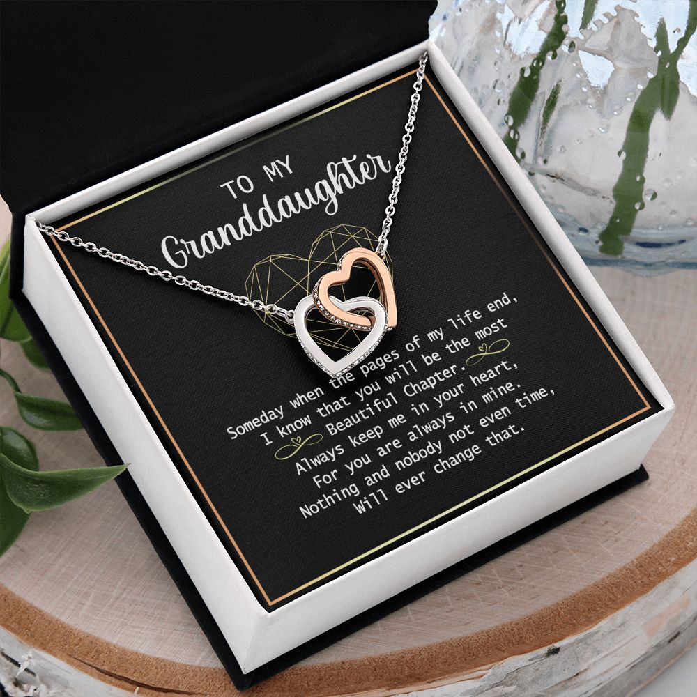 To my Granddaughter Necklace Gift For Granddaughter Birthday Congrats Graduation Interlocking Hearts Necklace