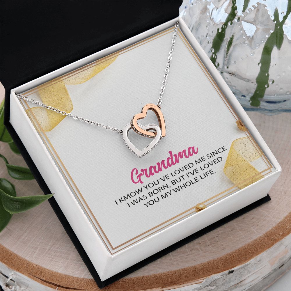 To My Grandma Necklace, Gift for Grandmother Necklace, Mothers Day Gift For Grandma Nana, Grandma Jewelry From Grandchildren GrandKids , Jewelry Box Gift For Grandma Grandmother12 Interlocking Hearts Necklace