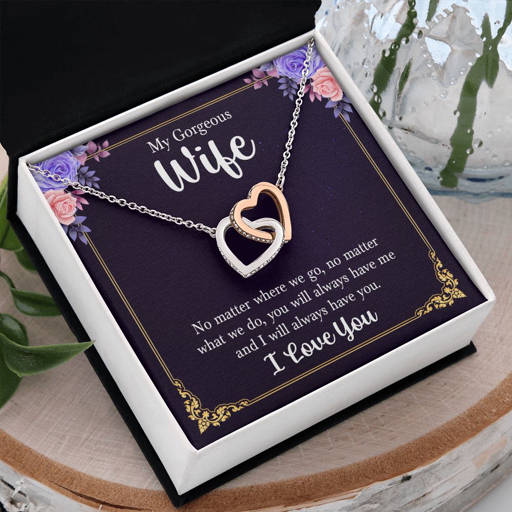 Birthday Gifts For Wife, Necklace Gifts For Wife From Husband, To My Wife Jewelry For Women , To My Wife Necklace  from Husband Wedding Anniversary Present For Wife, Beautiful Wife Jewelry Christmas15 Interlocking Hearts Necklace