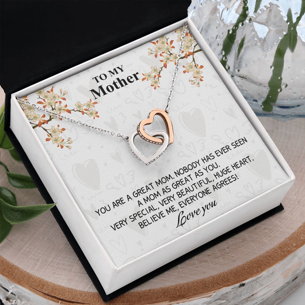 Mom Necklace Gifts for Mom from Daughter to Mom Gifts for Mothers Day from Daughter, To My Mom Necklace from Daughter to Mom Birthday Gifts Necklace with Message Card and Gift Box8 Interlocking Hearts Necklace