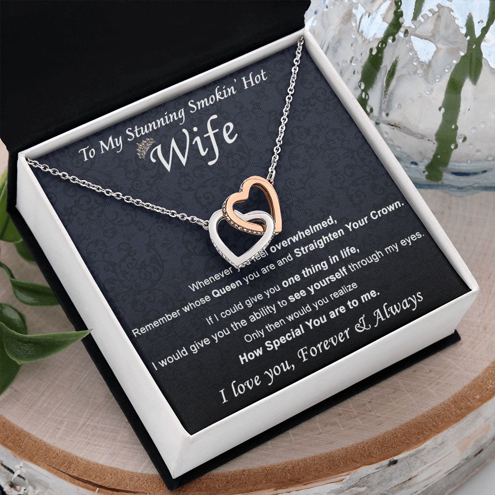 To My Wife Necklace from Husband, Personalized Necklace for Women, Luxury Necklace for Wife from Man Men, Wedding Anniversary Present For Wife, Beautiful Wife Jewelry Christmas Birthday Gift For Wife21 Interlocking Hearts Necklace