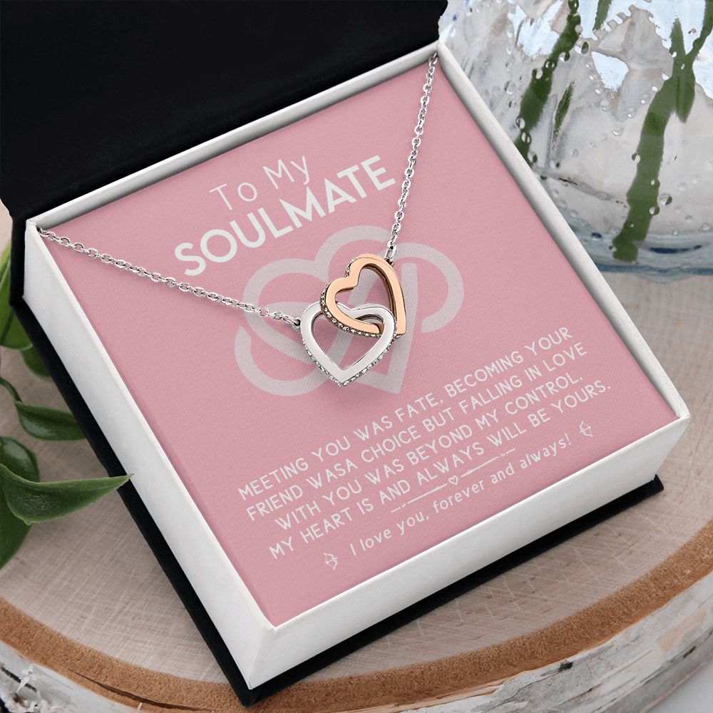 To My Soulmate Forever Love Necklace Gift For Soulmate Jewelry For Girlfriend Interlocking Hearts Necklace