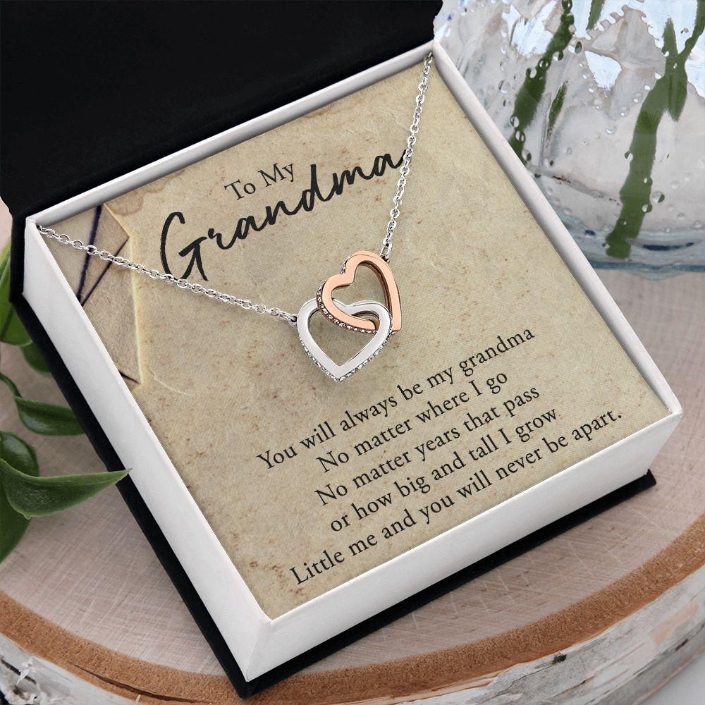 To My Grandma Necklace, Gift for Grandmother Necklace, Mothers Day Gift For Grandma Nana, Grandma Jewelry From Grandchildren GrandKids , Jewelry Box Gift For Grandma Grandmother5 Interlocking Hearts Necklace