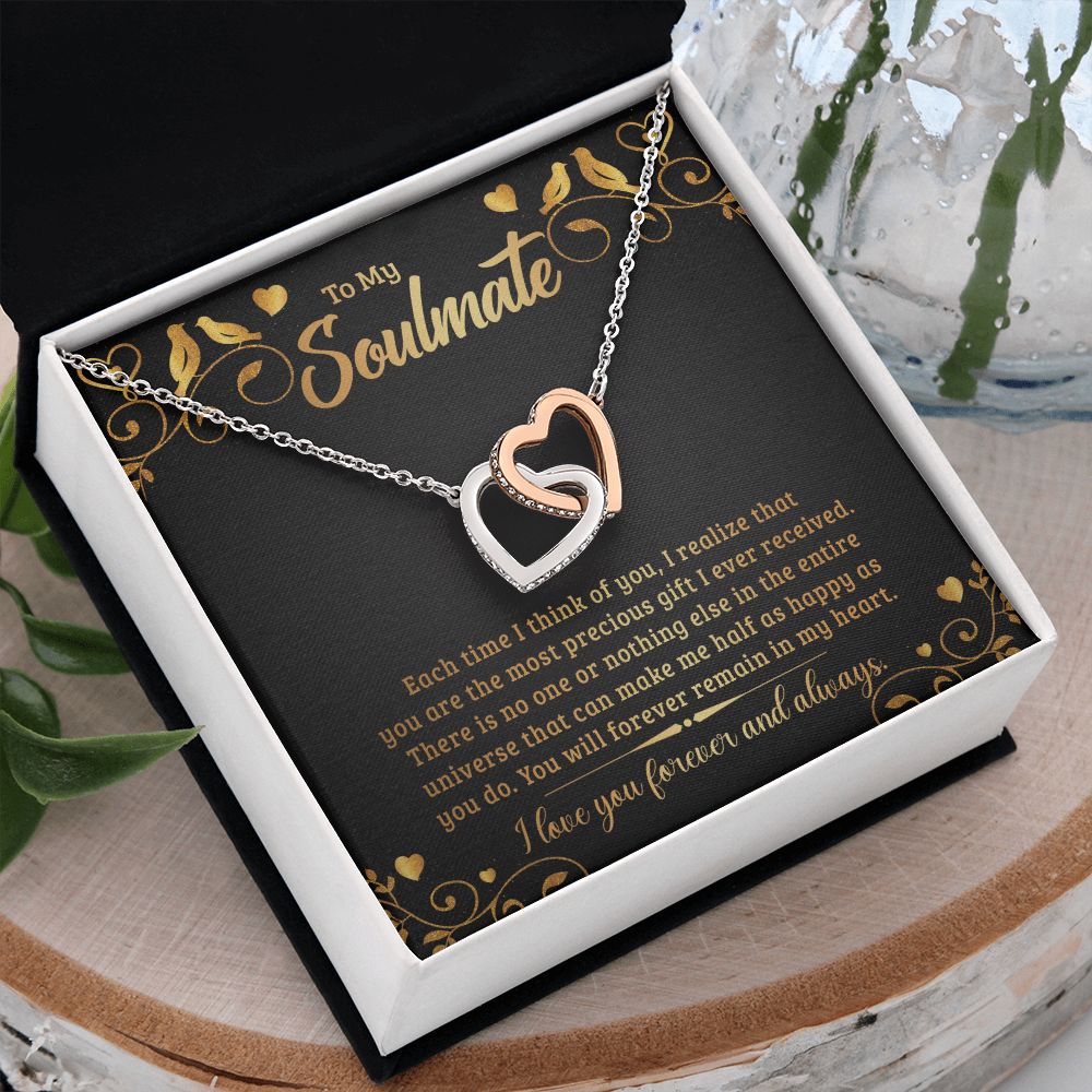 To My Soulmate Necklace for Women Birthday Christmas Jewelry Gifts For My Wife with Message Card Box Personalized Gift Present Pendant for Future Wife Soulmate Girlfriend Love 19 Interlocking Hearts Necklace