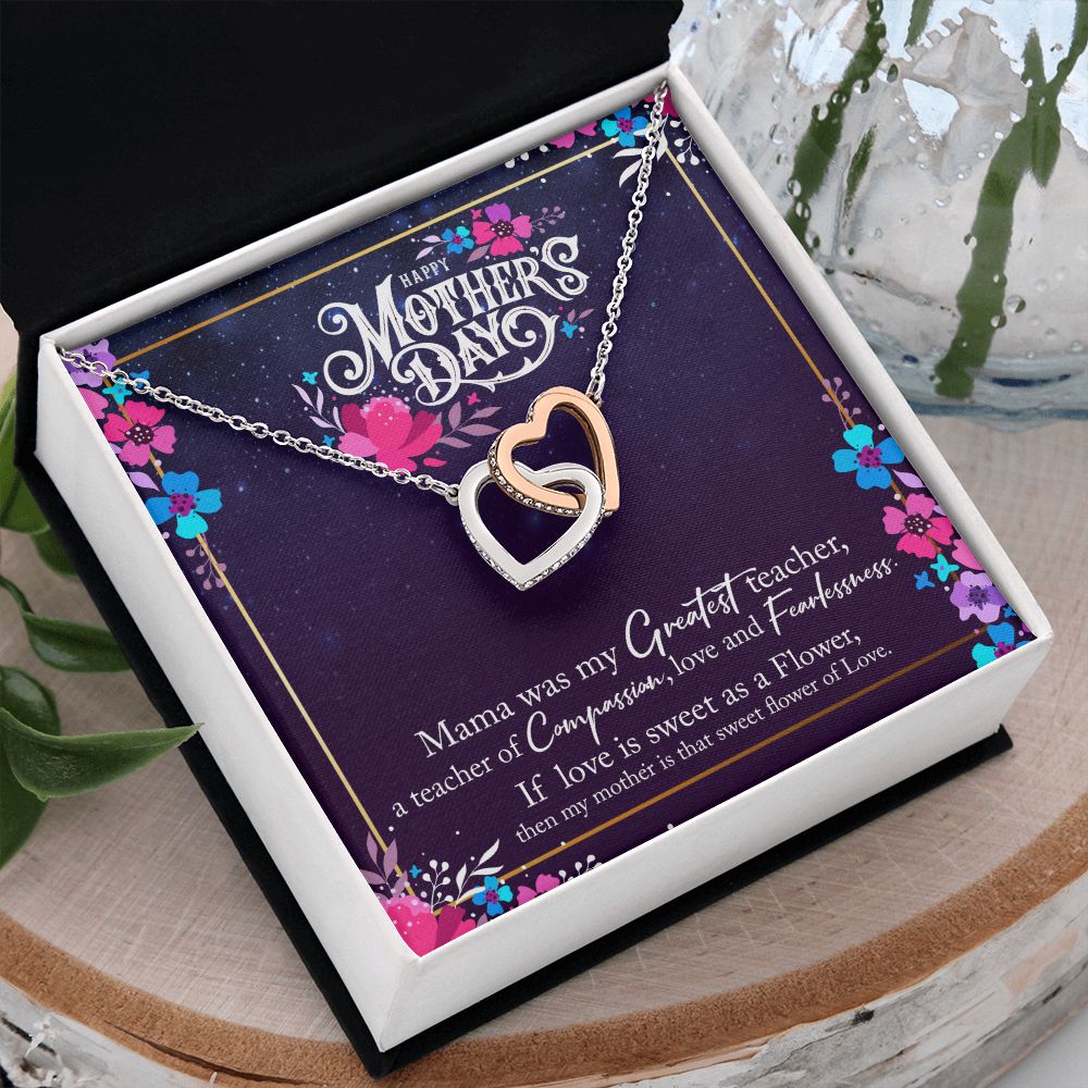 To My Mom Mother Necklace Pendant Gìt From Daughter Or Son Happy Mothers Day Mama Was My Greatest Teacher With Message Card Gift For Mom Interlocking Hearts Necklace
