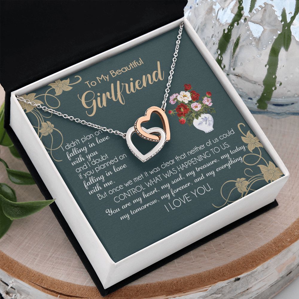 To My Girlfriend Necklace Valentine Gift From Boyfriend Necklace for Girlfriend Interlocking Hearts Necklace