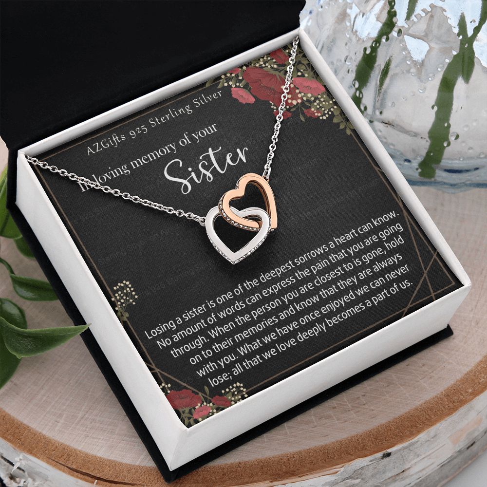 In Loving Memory Of Your Sister Necklace Memorial Gifts For Loss Of Sister Gift Mother Condolence Gift Grief Gift Remembrance Gifts for Bereavement Jewelry Gift for Women 301 Interlocking Hearts Necklace
