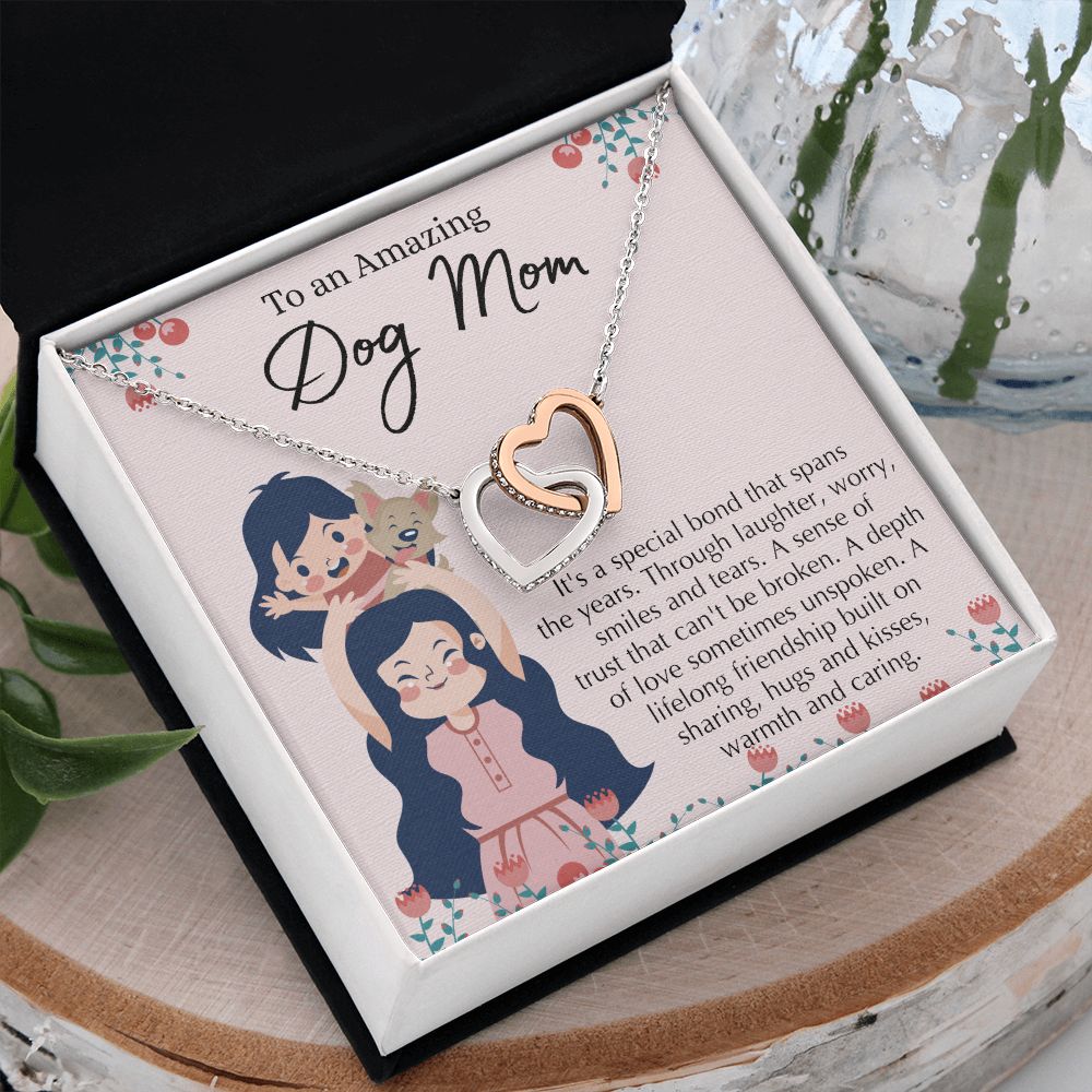 Love Knot Necklace, Dog Mom Gift For Mother's Day, Dog Mom Necklace For Women, Dog Mama Sentimental Gift, Dog Lover Gifts For Her, Unique Interlocking Hearts Necklace