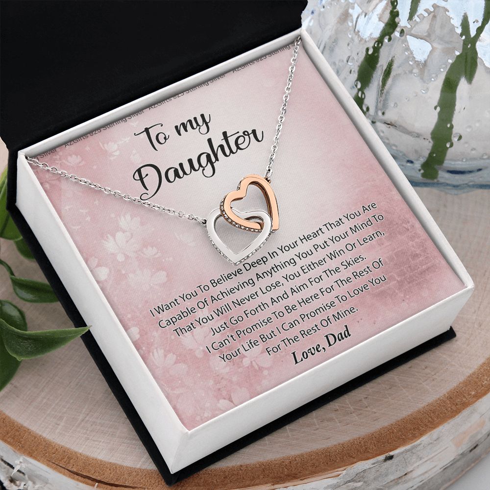 To My Daughter Necklace Gift From Mom I Love You Forever and Always Hearts Necklace For Daughter Present for Birthday Anniversary Christmas Valentine's Day Interlocking Hearts Necklace