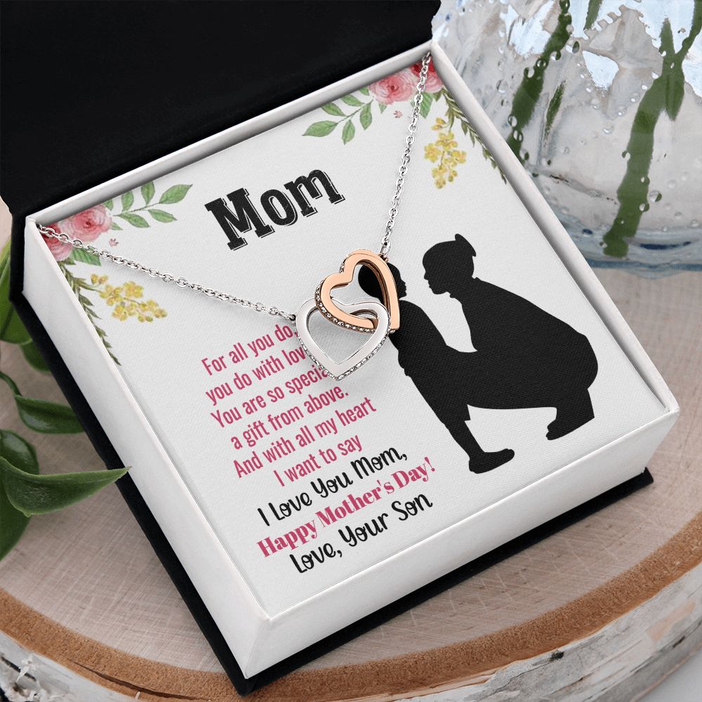 To My Mom Necklace, Gift For Mom, Mother's Day Gift from Daughter, Mom Jewelry Gift for Mothers Day, Birthday Gift for Mother, Moms Gift from Daughter Son, Necklace for Mom Mother22 Interlocking Hearts Necklace