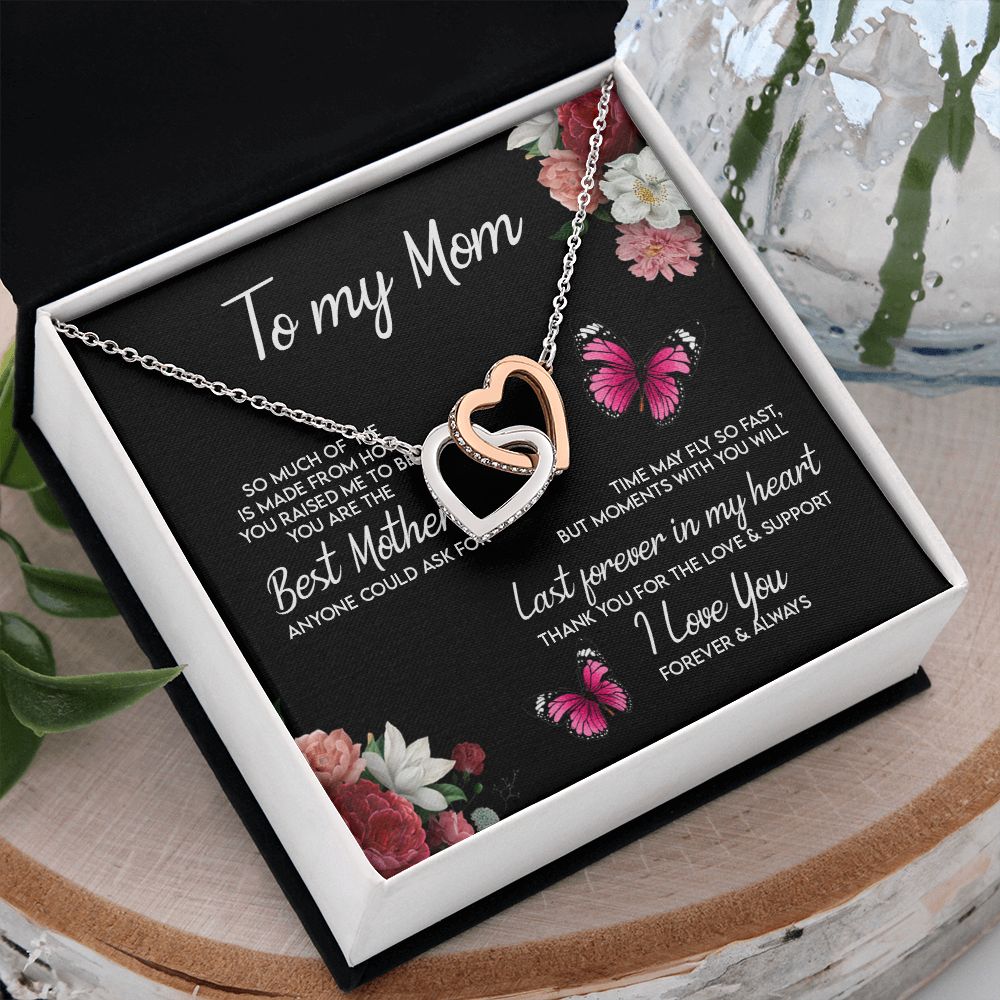 To My Mom Necklace, Gift For Mom, Mother's Day Gift from Daughter, Mom Jewelry Gift for Mothers Day, Birthday Gift for Mother, Moms Gift from Daughter Son, Necklace for Mom Mother 13 Interlocking Hearts Necklace