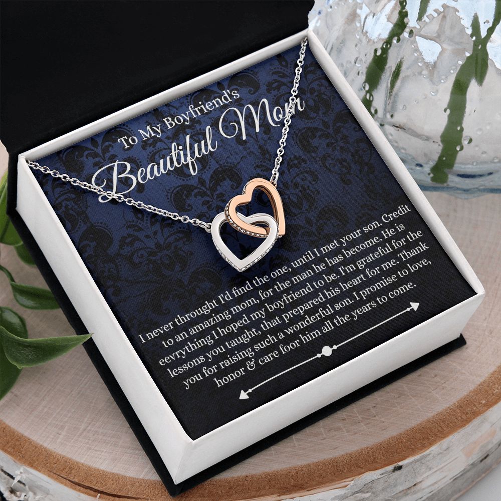 To My Boyfriend's Mom Mother's Day Necklace, Mother-in-law Necklace, Necklace Gift For Boyfriend’s Mom, To My Boyfriends Mom Gift, Future Mother-in-law Necklace for Boyfriend's Mom Interlocking Hearts Necklace