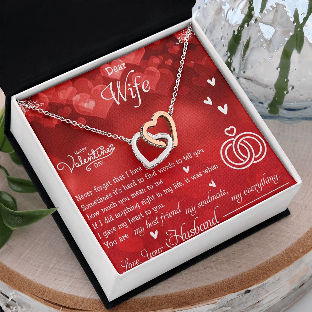 To My Wife Necklace, Wedding Anniversary Jewelry For Women, Necklace For Wife from Husband, Gift For Wife Birthday Gifts From Husband Necklace, Jewelry With Message Card In A Gift Box4 Interlocking Hearts Necklace