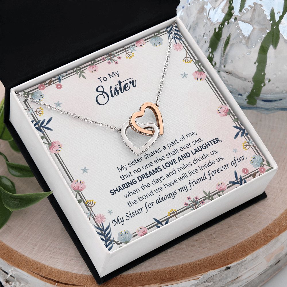 To My Sister Necklace Pendant Inspirational Jewelry For Women Teen Girl Family and Friendship Gifts Sisters Gifts Idea Sister Jewelry Necklace for Sisters Gift for Sister 301 Interlocking Hearts Necklace