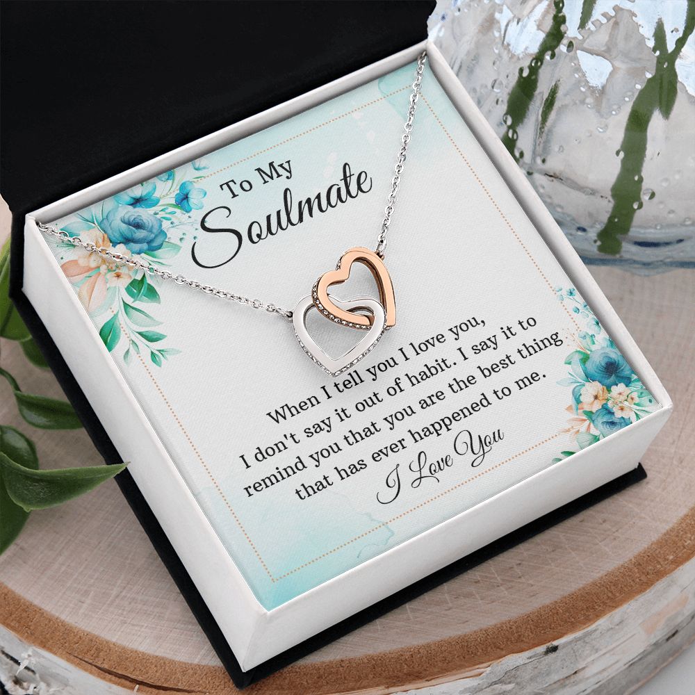 To My Soulmate Necklace for Women Birthday Christmas Jewelry Gifts For My Wife with Message Card Box Personalized Gift Present Pendant for Future Wife Soulmate Girlfriend Love 12 Interlocking Hearts Necklace