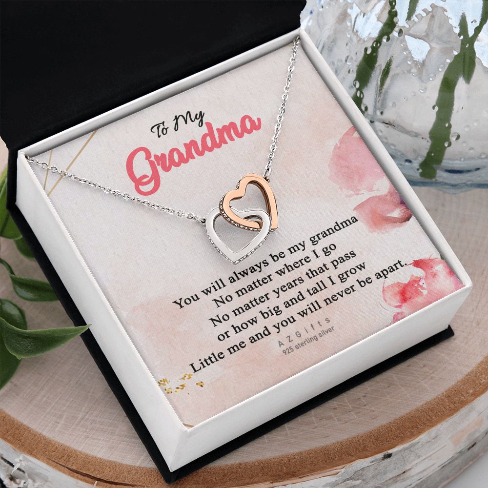 To My Grandma Necklace, Gift for Grandmother Necklace, Mothers Day Gift For Grandma Nana, Grandma Jewelry From Grandchildren GrandKids , Jewelry Box Gift For Grandma Grandmother13 Interlocking Hearts Necklace