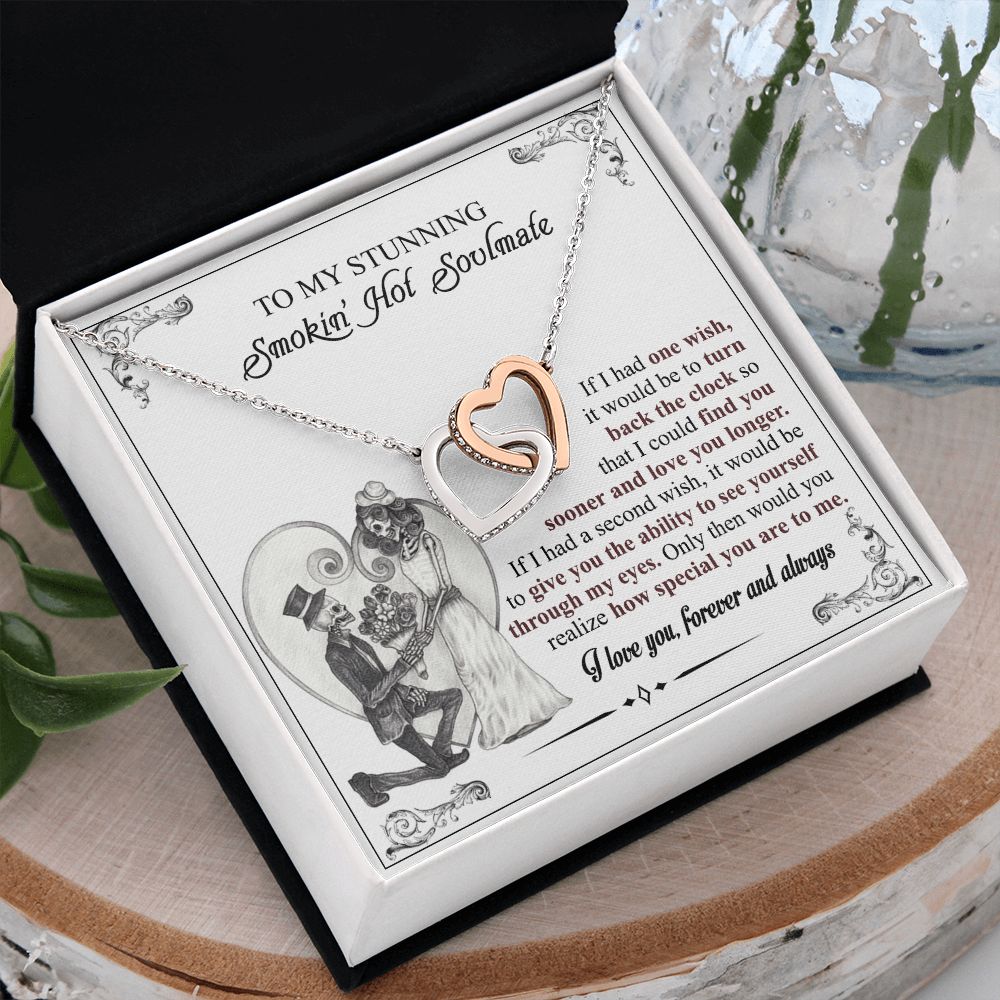 To My Soulmate Necklace for Women Birthday Valentines Day Jewelry Gifts For My Wife with Message Card Box Personalized Gift Present Pendant for Future Wife Soulmate Girlfriend Love 6 Interlocking Hearts Necklace