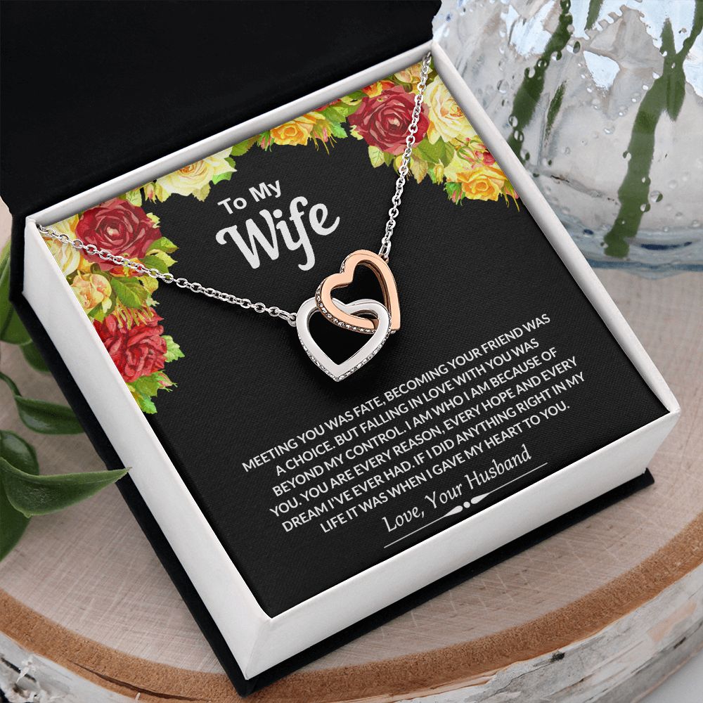 To My Wife Necklace from Husband Jewelry Gift For Wife Valentines Gift for Her Interlocking Hearts Necklace