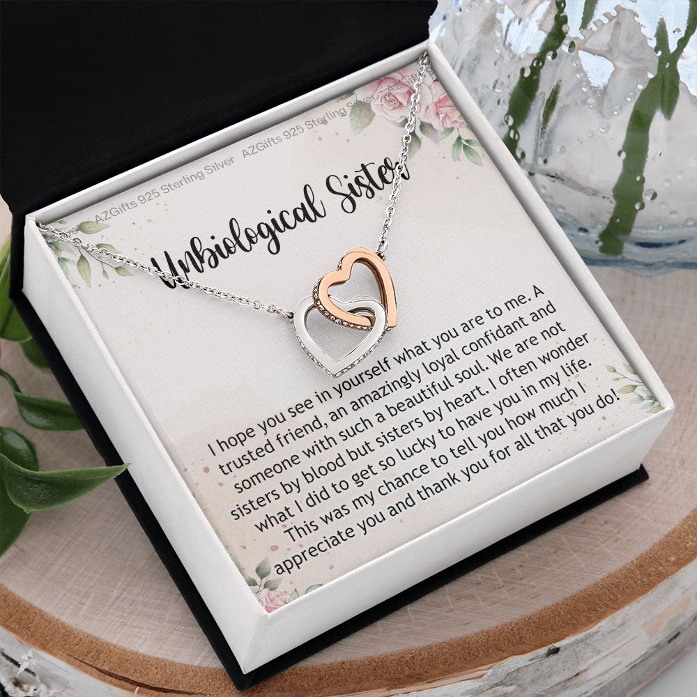 Gifts For Unbiological Sister, Unbiological Sister Gift, Unbiological Sister Gift Birthday, Gift For Best Friends Birthday, Best Friend Gift Interlocking Hearts Necklace