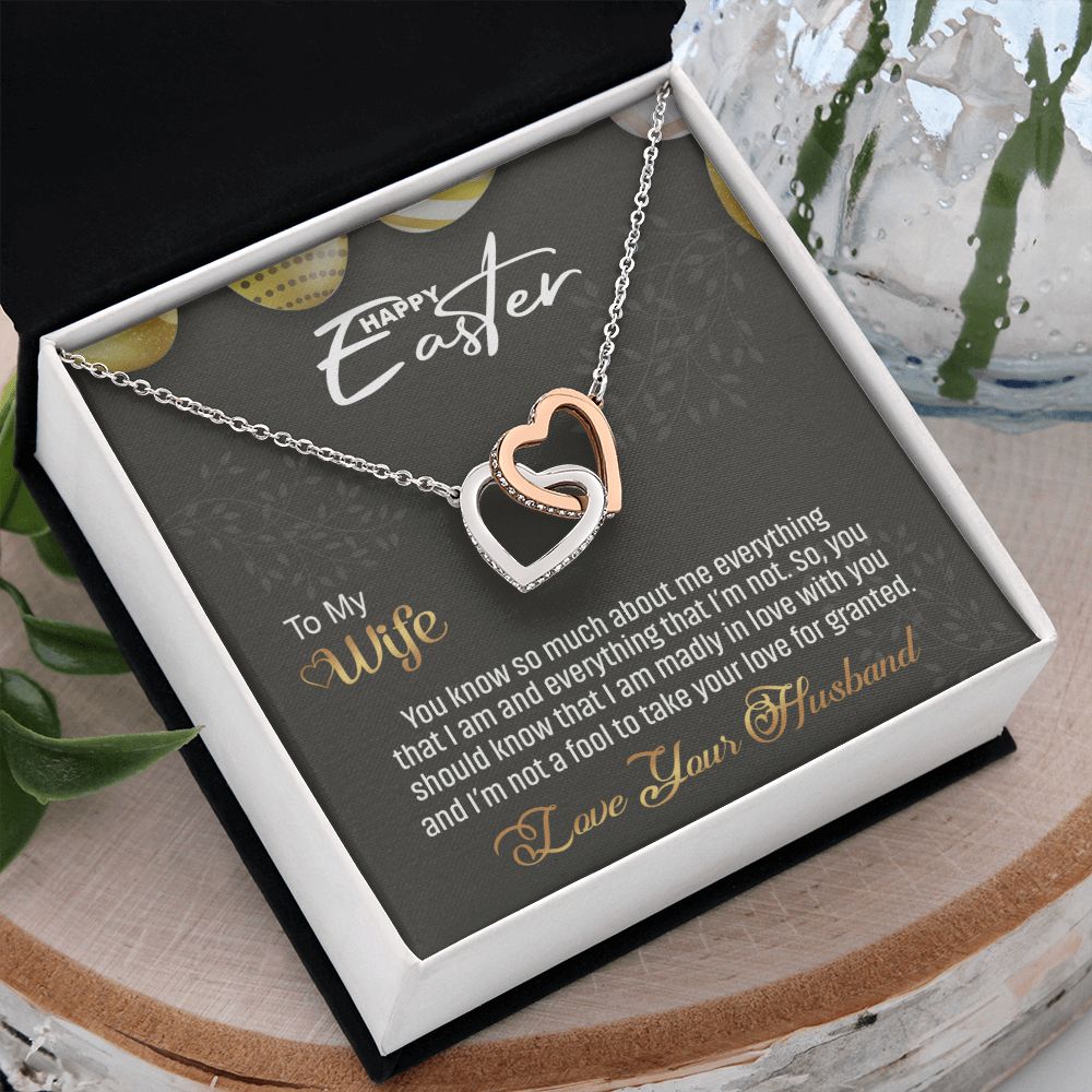 To my Wife Love Knot Necklace, Easter Gift for Wife Necklace, Easter Necklace Interlocking Hearts Necklace
