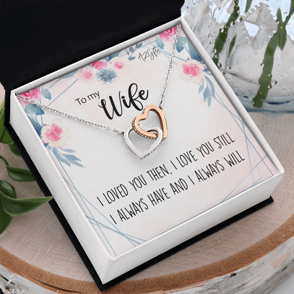 To My Wife Necklace from Husband, Personalized Necklace for Women, Luxury Necklace for Wife from Man Men, Wedding Anniversary Present For Wife, Beautiful Wife Jewelry Christmas Birthday Gifts For Wife2 Interlocking Hearts Necklace