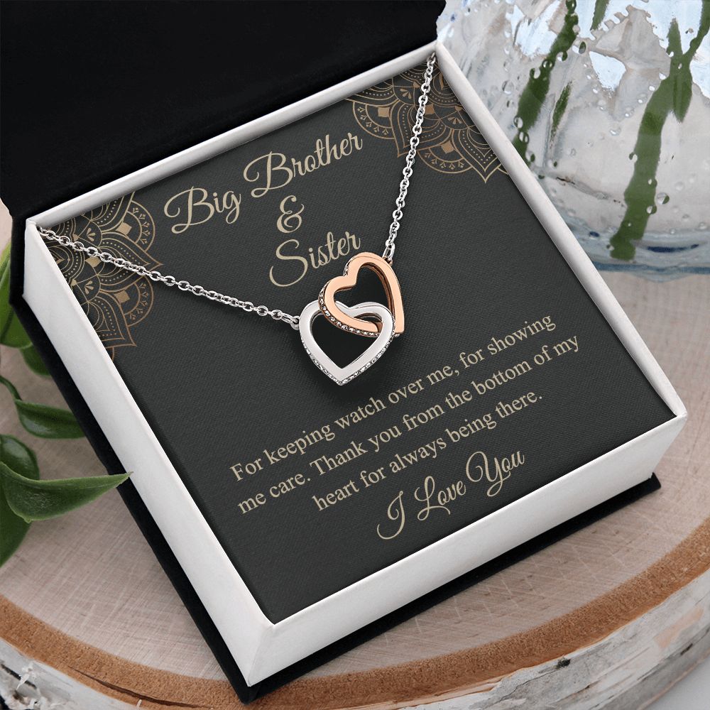 Brother Christmas Gift Chain Necklace, Christmas Gift for Brother from Sister Interlocking Hearts Necklace