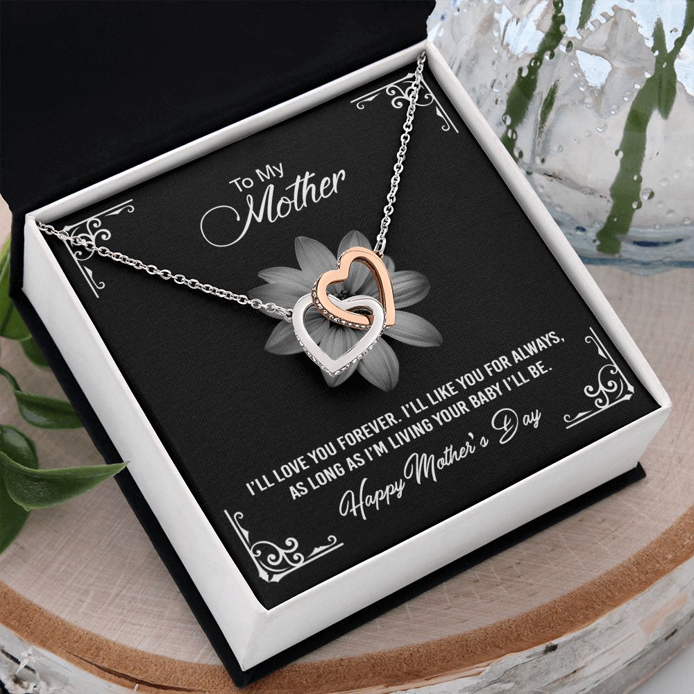 Mom Necklace Gifts for Mom from Daughter to Mom Gifts for Mothers Day from Daughter, To My Mom Necklace from Daughter to Mom Birthday Gifts Necklace with Message Card and Gift Box2247 Interlocking Hearts Necklace