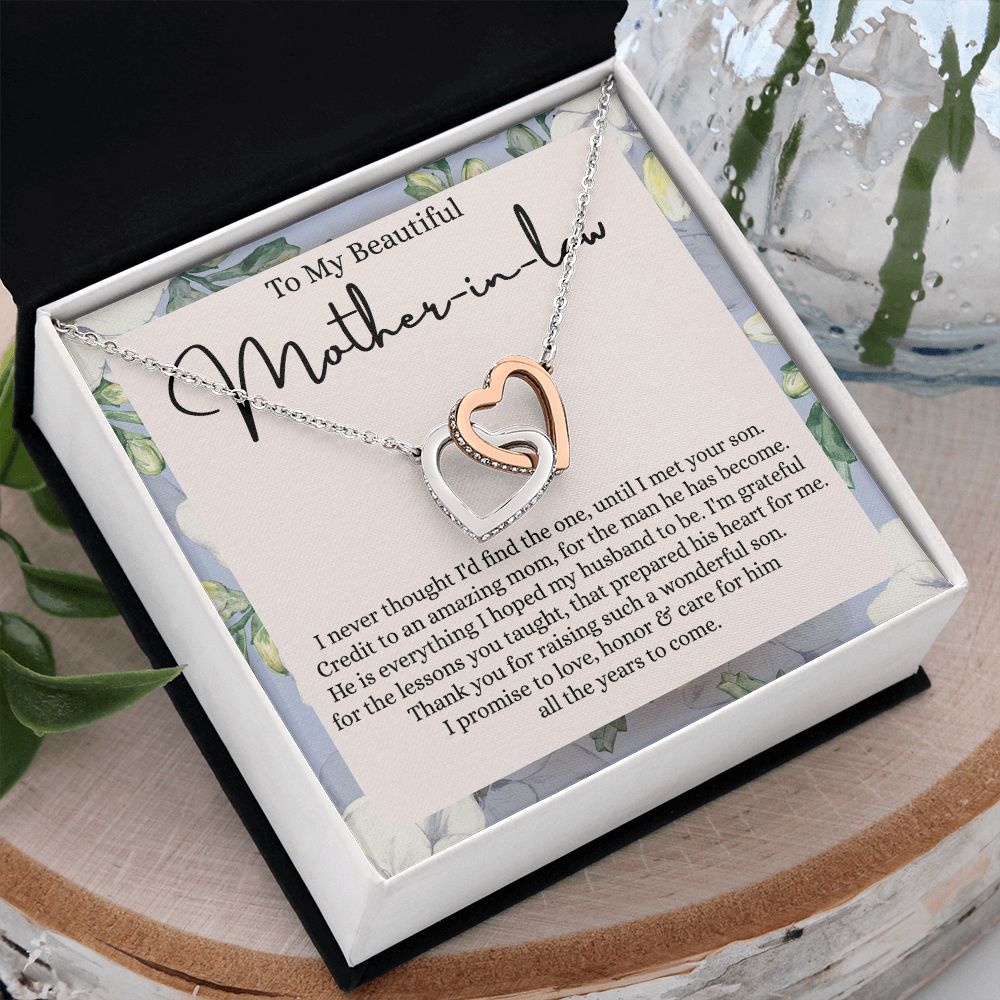 Mother in Law Necklace, Jewelry for Women, Future Mother in Law Gifts from Daughter in Law, Mother of Bride Gifts For Mother in Law, Birthday Gifts For Mother In Law From Daughter In Law Interlocking Hearts Necklace
