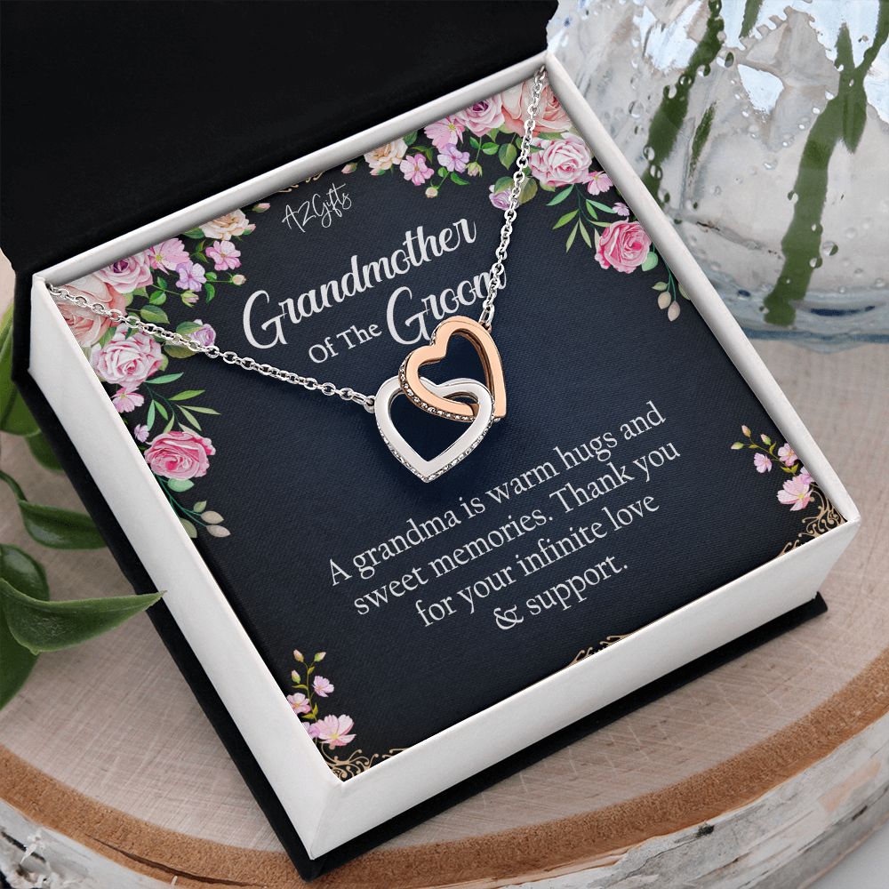To My Grandmother Necklace, Gift for Grandmother Necklace, Mothers Day Gift For Grandma Nana, Grandma Jewelry From Grandchildren GrandKids , Jewelry Box Gift For Grandma Grandmother2 Interlocking Hearts Necklace