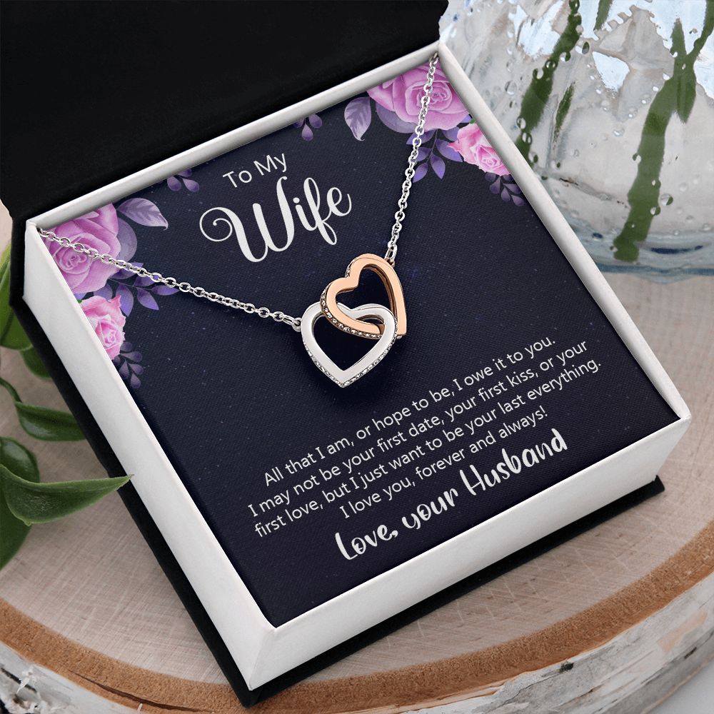 Birthday Gifts For Wife, Necklace Gifts For Wife From Husband, To My Wife Jewelry For Women , To My Wife Necklace  from Husband Wedding Anniversary Present For Wife, Beautiful Wife Jewelry Christmas31 Interlocking Hearts Necklace