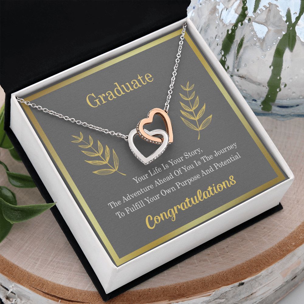 Graduation Gift For Daughter, University Graduate Gift, Graduation Gift For Her Congrats Graduation Pendants Gift For Daughter, Granddaughter, Niece, Sister Interlocking Hearts Necklace
