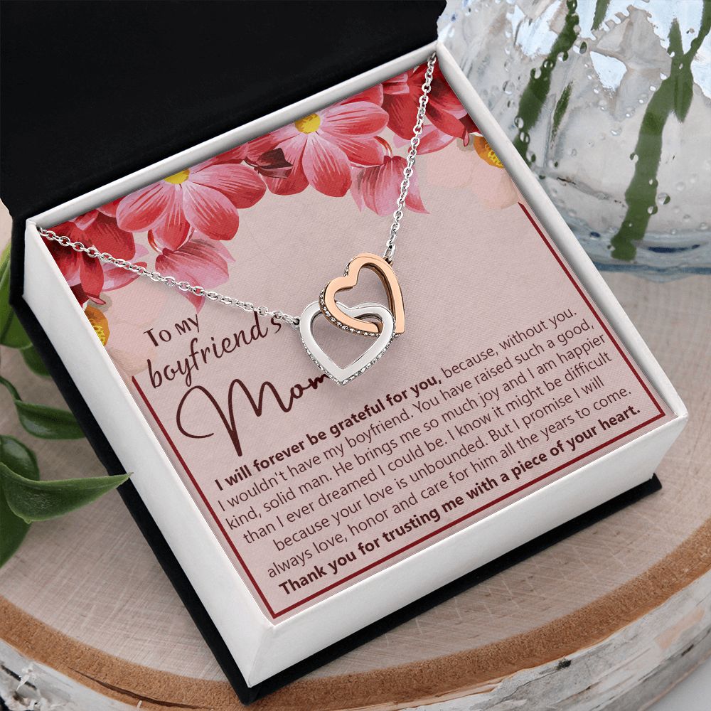 To My Boyfriend's Mom Necklace Jewelry Gift, Mother's Day Gift, Birthday Gift For Boyfriend's Mom, Boyfriend's Mom Meaningful Gift Interlocking Hearts Necklace