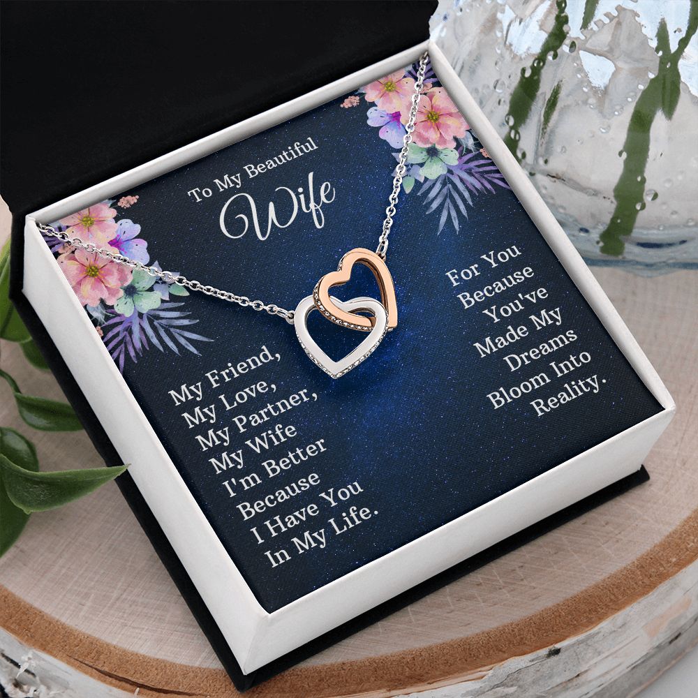 To My Beautiful Wife Necklace, Wedding Anniversary Jewelry For Women, Necklace For Wife from Husband, Gifts For Wife Birthday Gifts Necklace, Jewelry With Message Card In A Gift Box
