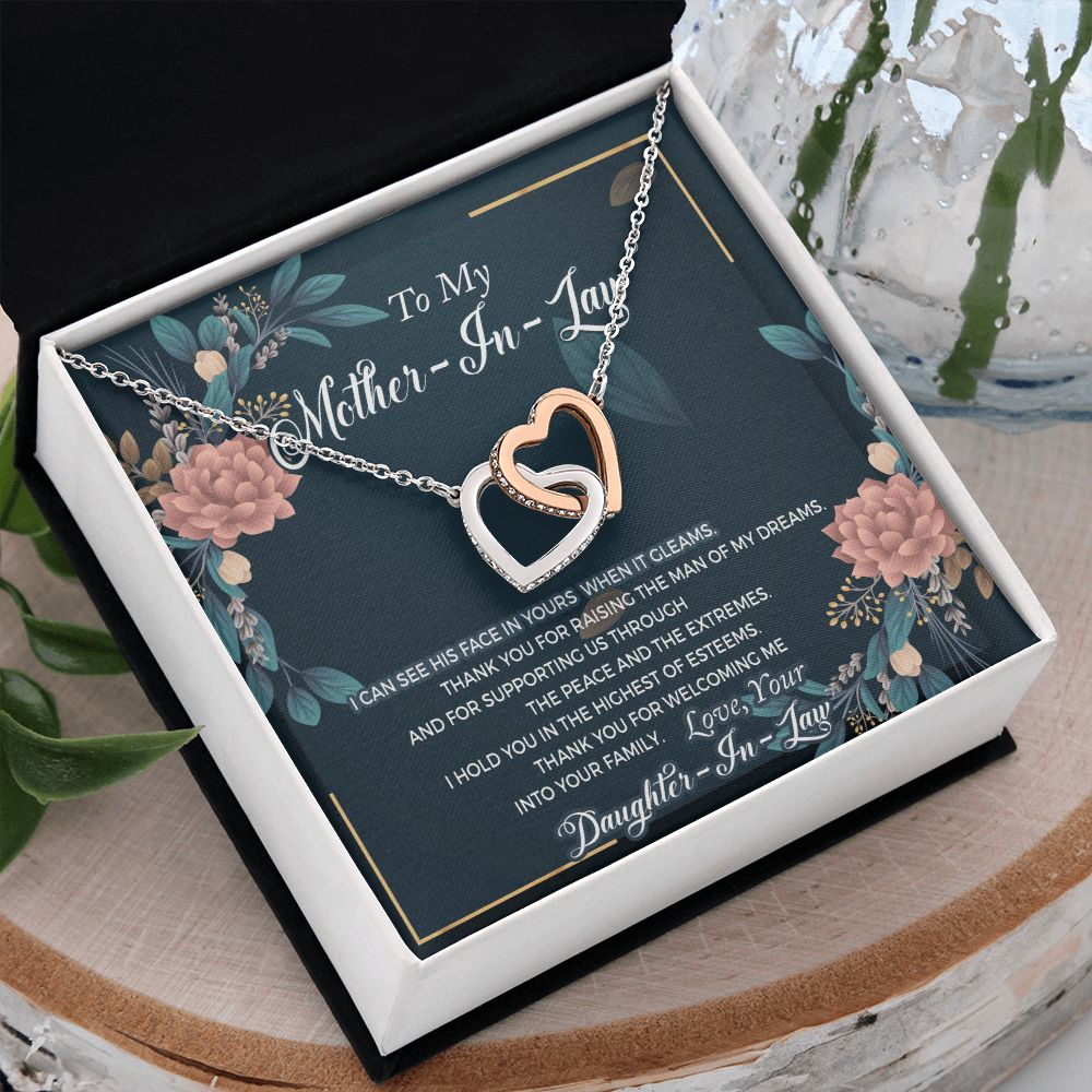 Mother in Law Necklace, Jewelry for Women, Future Mother in Law Gifts from Daughter in Law, Mother of Bride Gifts For Mother in Law, Birthday Gifts For Mother In Law From Daughter In Law2 Interlocking Hearts Necklace