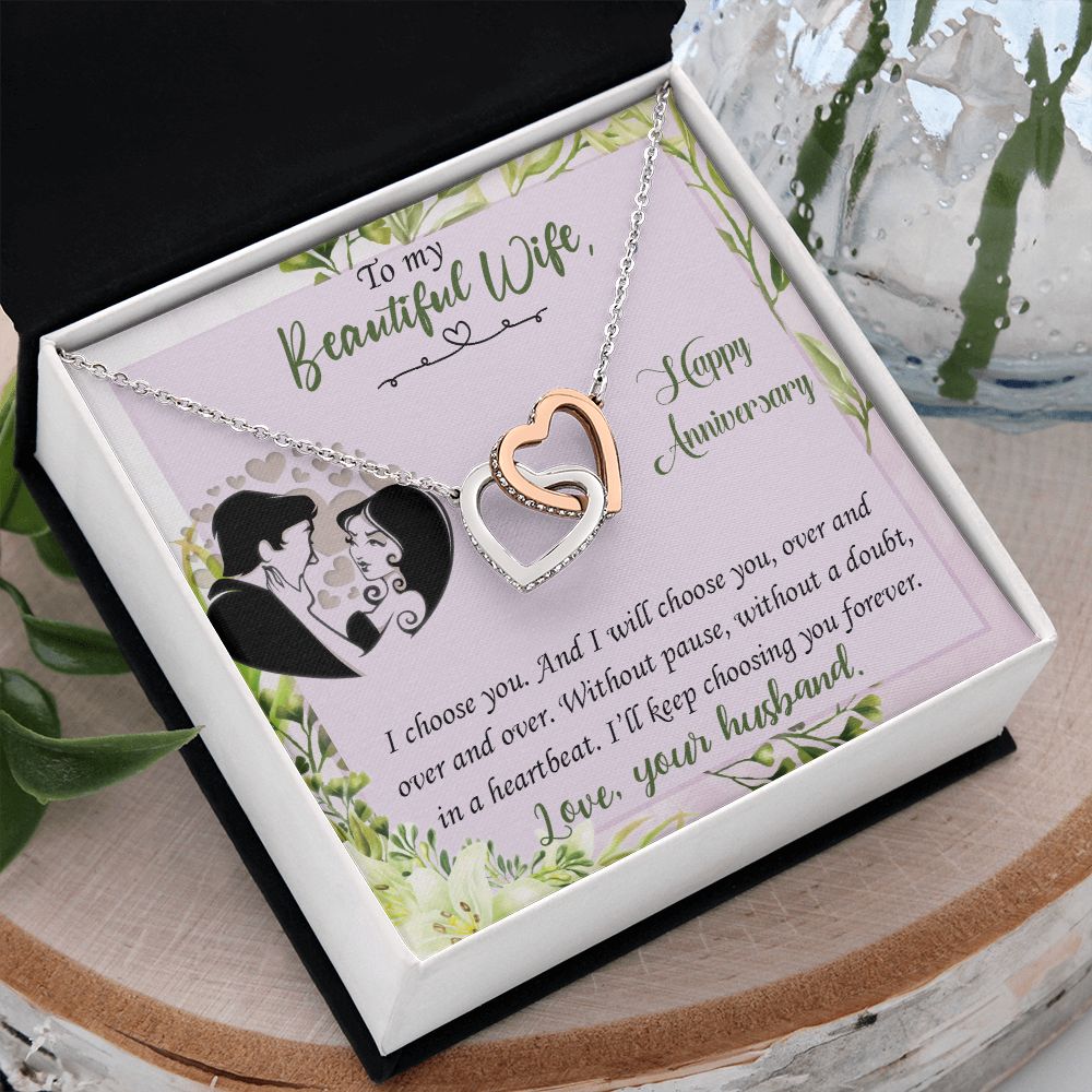 To My Beautiful Wife Necklace, Wedding Anniversary Jewelry For Women, Necklace For Wife from Husband, Gifts For Wife Birthday Gifts Necklace, Jewelry With Message Card In A Gift Box