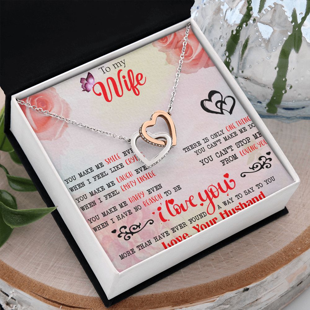 To My Wife Necklace, Wedding Anniversary Jewelry For Women, Necklace For Wife from Husband, Gift For Wife Birthday Gifts From Husband Necklace, Jewelry With Message Card In A Gift Box3 Interlocking Hearts Necklace