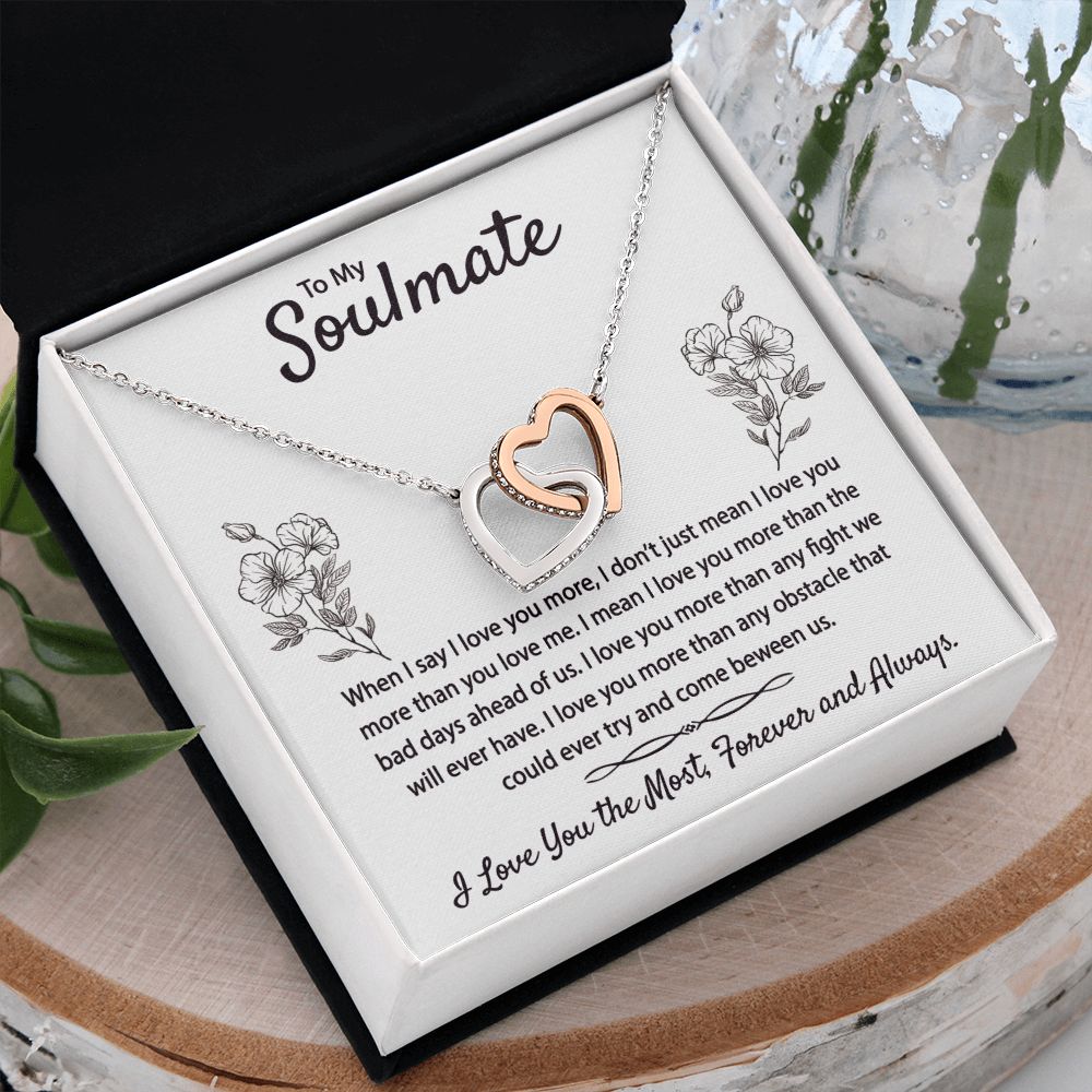 To My Soulmate Necklace for Women Birthday Christmas Jewelry Gifts For My Wife with Message Card Box Personalized Gift Present Pendant for Future Wife Soulmate Girlfriend Love 9 Interlocking Hearts Necklace