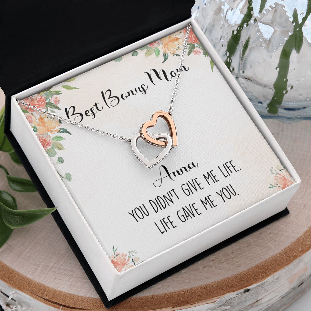 To My Stepmom Necklace from Stepdaughter Birthday Gifts for Stepmom Stepmother Gifts for Second Mom Gifts for Stepmom from Bonus Daughter Stepmom Gifts for Birthday Mothers Day 301 Interlocking Hearts Necklace
