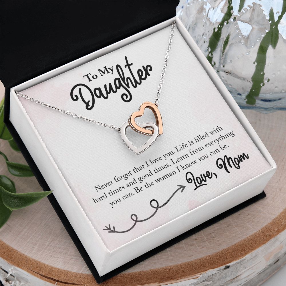 To My Daughter Necklace Pendant Gift From Mom Necklace I Know You Can Be With Message Card Gift Box Gift For To Daughter Daughter In Law On Birthday Anniversary Interlocking Hearts Necklace
