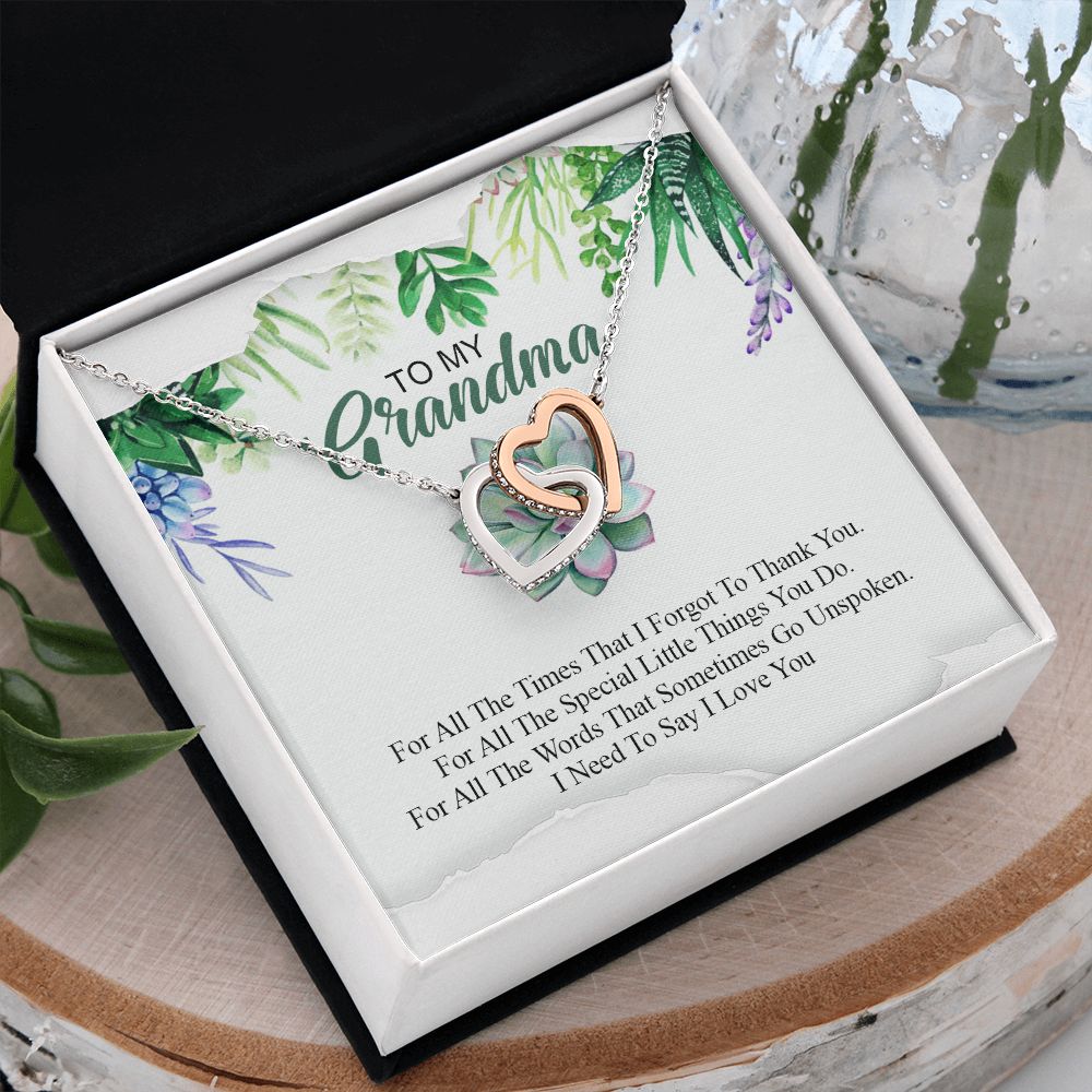 To My Grandma Necklace, Gift for Grandmother Necklace, Mothers Day Gift For Grandma Nana, Grandma Jewelry From Grandchildren GrandKids , Jewelry Box Gift For Grandma Grandmother19 Interlocking Hearts Necklace