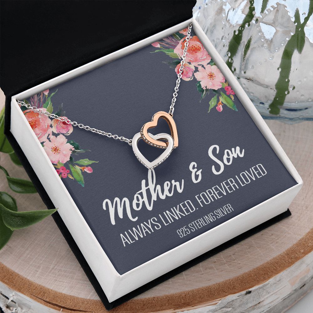 Gift For Mom From Son, Mother Son Gifts, Happy Mother's Day Necklace, Mom Gift Interlocking Hearts Necklace