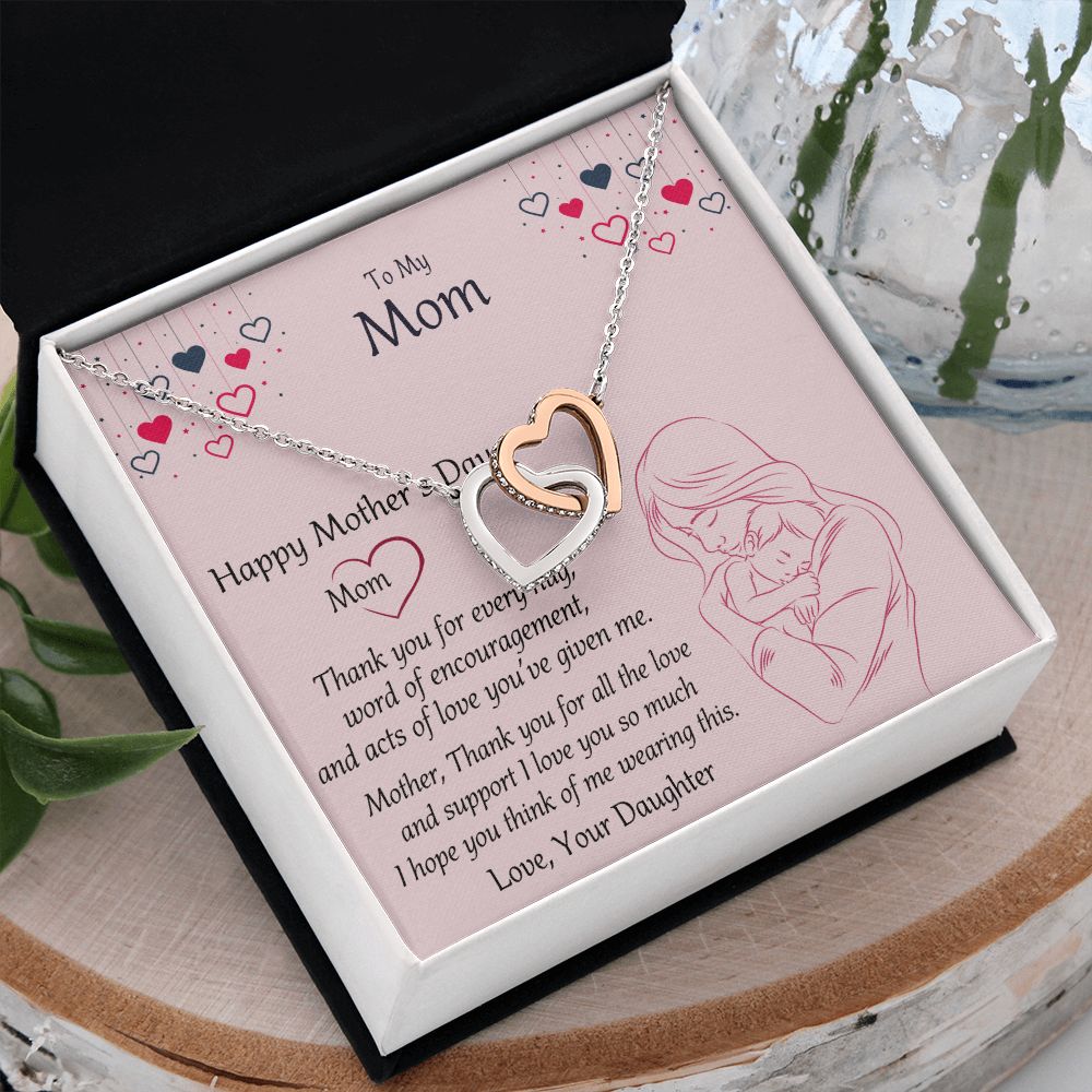 Mom Necklace Gifts for Mom from Daughter to Mom Gifts for Mothers Day from Daughter, To My Mom Necklace from Daughter to Mom Birthday Gifts Necklace with Message Card and Gift Box10 Interlocking Hearts Necklace