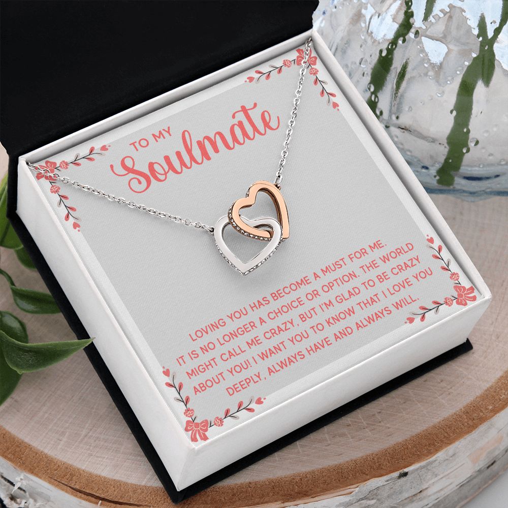 To My Soulmate Necklace for Women Birthday Christmas Jewelry Gifts For My Wife with Message Card Box Personalized Gift Present Pendant for Future Wife Soulmate Girlfriend Love 14 Interlocking Hearts Necklace