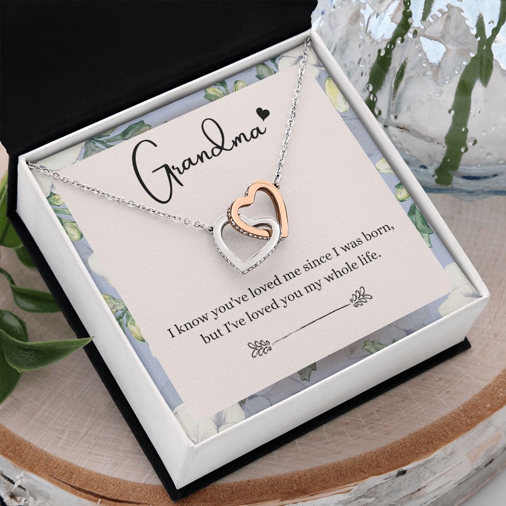 To My Grandma Necklace, Gift for Grandmother Necklace, Mothers Day Gift For Grandma Nana, Grandma Jewelry From Grandchildren GrandKids , Jewelry Box Gift For Grandma Grandmother9 Interlocking Hearts Necklace