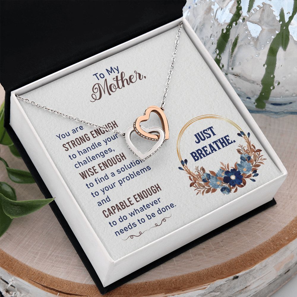 To My Mother Necklace Pendant Gift From Daughter In Law Necklace Strong Enough Gift For To Mom Happy Mother's Day Mother In Law Gift On Birthday Anniversary Gift 30821 Interlocking Hearts Necklace