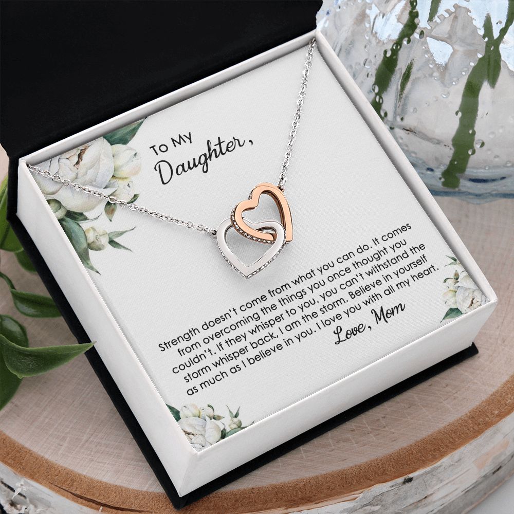 Mother Daughter Gift Ideas, To My Daughter Gift Necklace from Mom, Jewelry Pendant Present for Daughter, Birthday Christmas Gift Graduation Gifts for Daughters, Mother and Daughter Necklace 2140 Interlocking Hearts Necklace