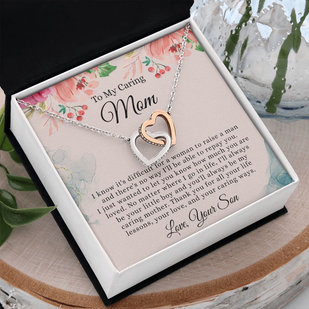 To My Mom Necklace, Mom Gift From Son, Mom gifts, Gift for Mom From Son, Mom Mothers Day Gift From Son, To my Mom Necklace, Mom Gift Necklace, Mother Birthday Gift From Son Interlocking Hearts Necklace