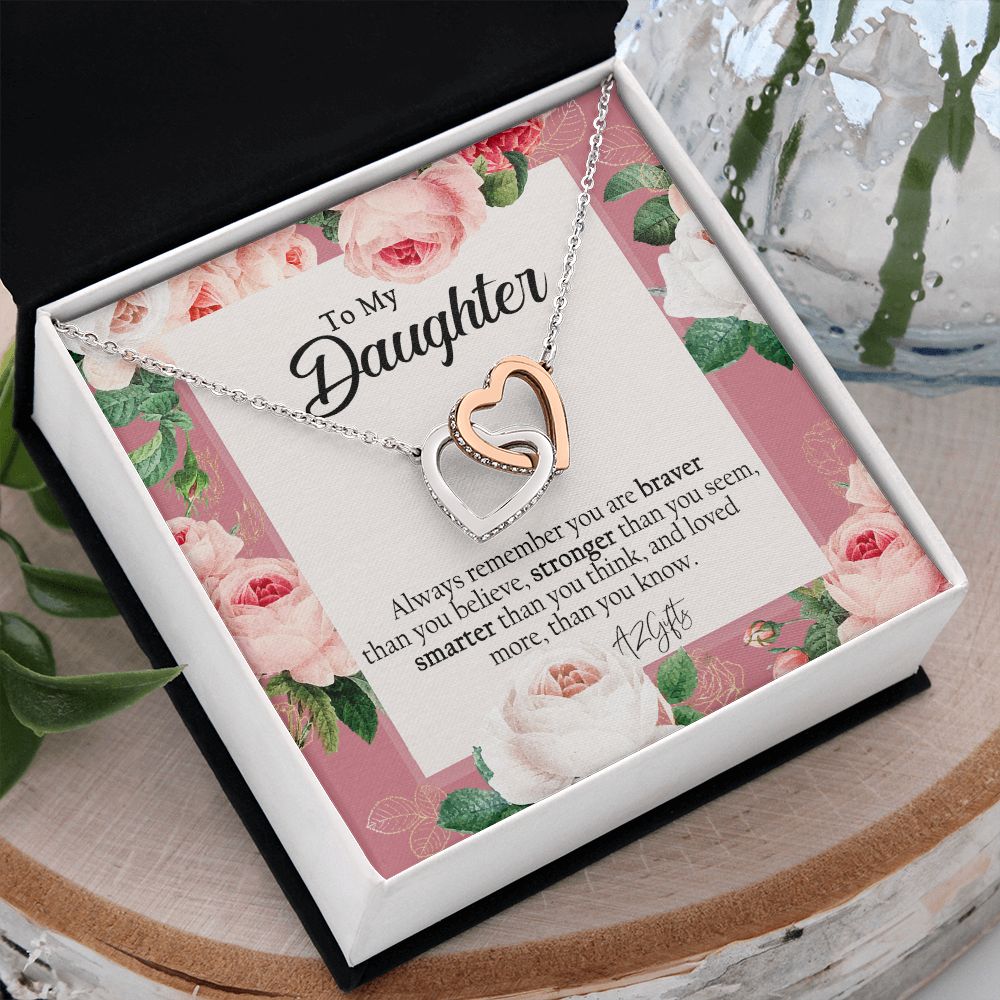 To My Daughter Gift Necklace from Mom, Mother and Daughter Necklace for Girls, Mother Daughter Gift Ideas, Jewelry Pendant Interlocking Hearts Necklace