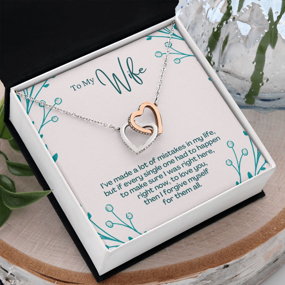 To My Wife Necklace Pendant Gift From Husband I've Made A Lot Of Mistakes With Message Card and Gift Box. Valentine's Day Gift For Wife Future Wife Interlocking Hearts Necklace